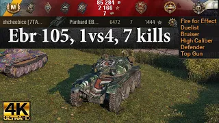 Panhard EBR 105 video in Ultra HD 4K🔝 1vs4, 7 kills 6,4dmg, 1808 assist🔝 World of Tanks ✔️