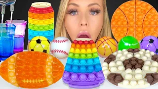 ASMR SPORTS BALL CHOCOLATE POP IT, SHOT DISPENSER WATER DRINKING SOUNDS, JELLY POP IT MUKBANG 먹방