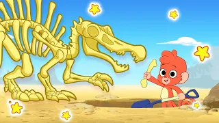 Club Baboo Dinosaurs | Baboo finds a complete SPINOSAURUS skeleton | Dinosaur 1 Hour Compilation