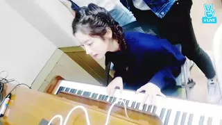 TWICE Chaeyoung, Nayeon, Momo singing 'Playing With Fire' while Dahyun playing piano