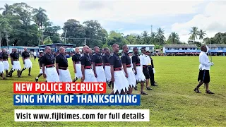 2023 | New Police recruits sing a hymn of thanksgiving after the Passing Out Parade