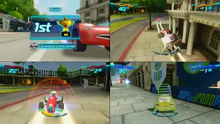 Cars 2 video games Battle race 4 players Lightning mcqueen vs Francesco Bernoulli Vs Wingo Vs Mater