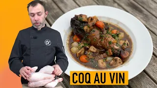 Famous COQ AU VIN recipe I Classic French chicken stew in red wine sauce