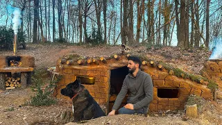 Building UNDERGROUND Bushcraft MUD SHELTER for 3 Days SURVIVAL. Primitive Oven, Quail Cooking. Camp