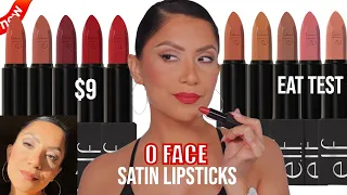 *new* e.l.f. COSMETICS O FACE SATIN LIPSTICKS +NATURAL LIGHTING SWATCHES & WEAR TEST |MagdalineJanet