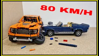 Ford F-150 Raptor VS Ford Mustang ⚠️ 80 KM/H ⚠️ Lego Technic CRASH Test