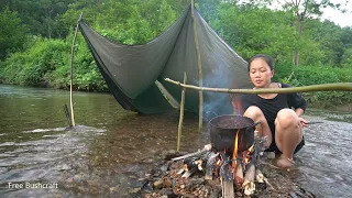 Camping Alone Relax At Stream - Every Day Survival Cooking