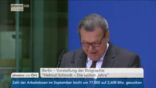 Berlin: Gerhard Schröder zur Biographie von Altkanzler Helmut Schmidt am 29.09.2016