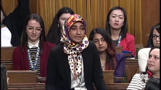 Justin Trudeau takes questions from young women in House of Commons on Internationa Women's Day