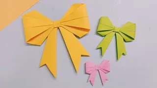 How to fold a paper Bow/Ribbon | Easy Paper Bows - 3 different sizes | Origami | Paper Kawaii | DIY