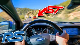 Crazy Fun POV Focus RS Driving (+ Trailing Loud ST & WRX STi)