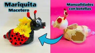 Cómo hacer una MARIQUITA macetero || Hecho con botellas de plástico / reciclaje ♻️