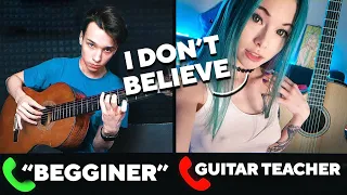 Professional GUITARIST Pretends to be a BEGINNER to Guitar Lessons  PRANK #1