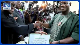 INEC Presents Certificate Of Return To Yahaya Bello