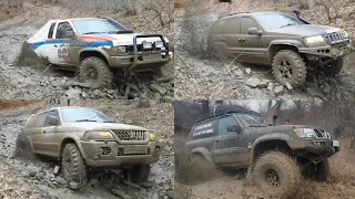 Jeep vs Nissan vs Mitsubishi vs Lada Off Road vs Mud and Ice