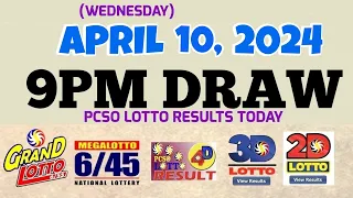 Lotto Result Today 9pm draw April 10, 2024 6/55 6/45 4D Swertres Ez2 PCSO#lotto