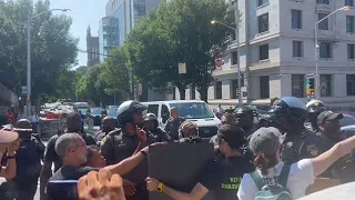 Training center protesters clash with deputies outside Fulton County Courthouse