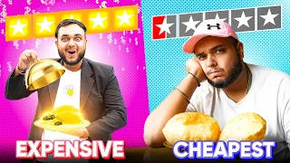 35 vs 35,000 LIVING ONLY EXPENSIVE VS CHEAPEST FOOD FOR 24 HOURS CHALLENGE 🤑🤑