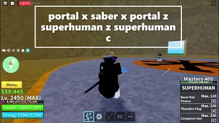 superhuman portal saber v2 combo in blox fruits