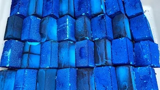 Blue DYED & REFORMED Gym Chalk Blocks Crush | ASMR