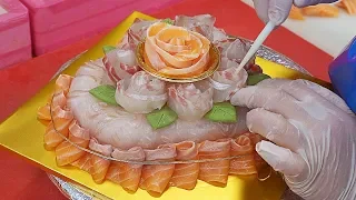 회 케이크 Amazing Sashimi Cake, Raw Fish Cake - Korean Street Food