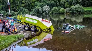 [TRAKTOR & BALLENPRESSE VERSINKEN IM NECKAR] DLRG + FEUERWEHR | Spektakuläre Bergung