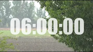 Heavy Rain with Sounds - 6 Hours Timer Countdown with 10 seconds alarm