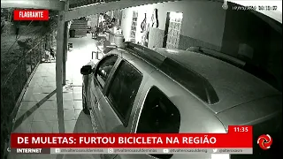 De muletas: foi flagrado furtando bicicleta em Boa Esperança