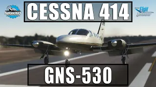 MSFS How to use the Garmin GNS530 PMS50 Mod in the FlySimWare Cessna 414 - ILS approach