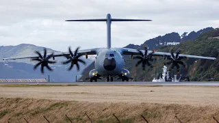 Amazing Very Rare RAF A400M Atlas Takeoff from Wellington (NZWN)