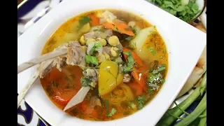 Uzbek Red Shurpa/ Lamb and Vegetable Soup.