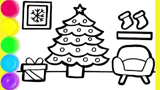 How to Draw a Christmas Tree, House, Bedroom and Clothes | Drawing Tutorial Art