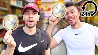 24 STUNDEN MIT 1€ ÜBERLEBEN CHALLENGE !!! | Kelvin und Marvin