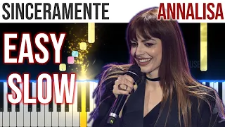 Sinceramente - Annalisa - SANREMO 2024 - EASY SLOW Piano Tutorial with Melody + Chords + Bass🎹4K🤙