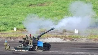 【陸上自衛隊 最大口径火砲】203mm自走榴弾砲及び87式砲側弾薬車｜Japan's Army M110A2 203mm Self-propelled Howitzer Live-Fire JGSDF