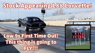 Stock Appearing L88 Corvette Goes 9.17 148 MPH!  HUGE Improvement First Time Out FAST Racing Series