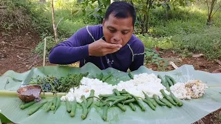 EP54 simpleng mukbang pagkain ng mahihirap pako okra talbos ng kamote and ginomos ng may chili