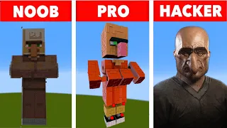 Pixel Art NOOB vs PRO vs HACKER Villager in Minecraft