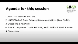 #COAR2021 Day 1, Session 1: UNESCO Open Science Recommendations