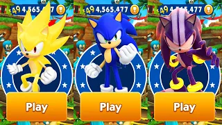 Sonic Dash - Sonic vs Super Sonic vs Darkspine Sonic - All Characters Unlocked - Run Gameplay