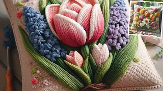 Nice cushions with very beautiful flowers (sharing ideas)#crochet #knitting