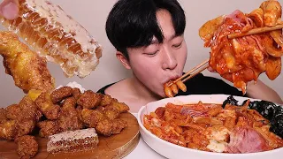 (ENG)MUKBANG Tteokbokki Honey Fried Chicken Honeycomb ASMR EATING Show