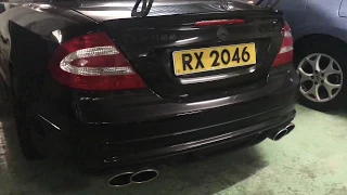 W209 CLK500 Brabus Exhaust Cold Start, secondary cat deleted + Straight pipe + Quad exhaust tips