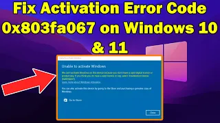 how to Fix Activation Error Code 0x803fa067 on Windows 10 & 11