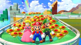 Can Mario, Luigi and Peach Collect 999 Mega Mushroom´s in Super Mario 3D World?