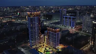Закат в Екатеринбурге с нового жилого комплекса Высота от Forum Group | Екатеринбург с коптера 2023