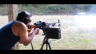 Firing a Russian PKM Machine Gun Full Auto - Knob Creek Machine Gun shoot