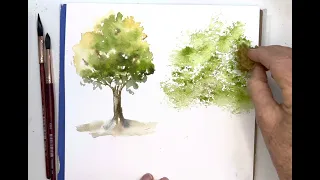 Watercolor Trees For Beginners, Three EASY trees #watercolors