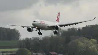 Swiss Airbus A330-333 HB-JHN landing at Zurich Airport