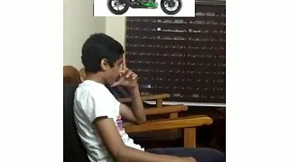 Talented boy mimicry making saund bike